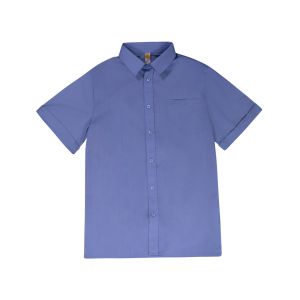 Older Kids Raised-Collar Short Sleeve School Shirt