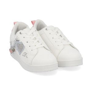 Womens Lace-Up Sneaker with Heart Trim
