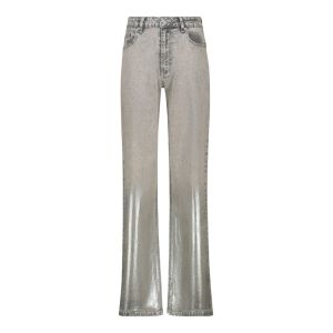 Wide Leg Metalic Denim Jeans