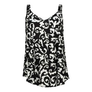 Womens Printed Curved Hem Strappy