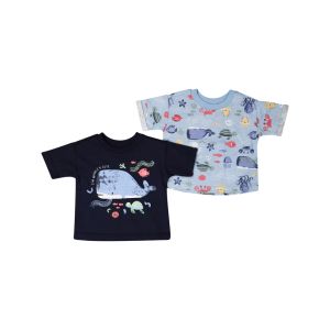 Baby Boy Whale Printed 2 Pack Tops