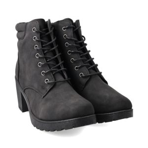 Womens Lace-Up  Black Heel Boots