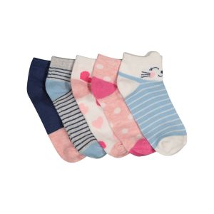 Girls 5 Pack Low Cut Design Socks