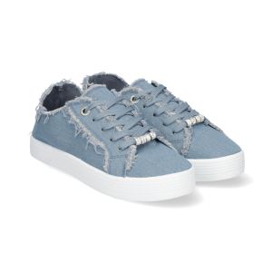Denim Lace Up Sneaker With Bling Trim