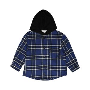 Younger Boy Check Hooded Flannel Shirt