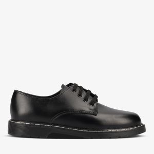Leather Stitch Lace Up School Shoe