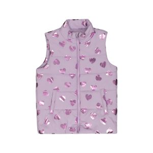 Younger Girl Heart Sleeveless Puffer Jacket