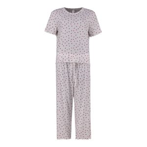 Printed Rib Cropped Pajama Set