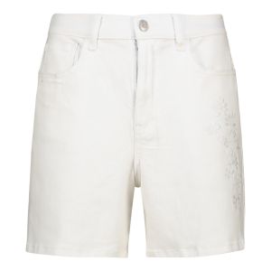Half Elastic Embroidered Denim Shorts