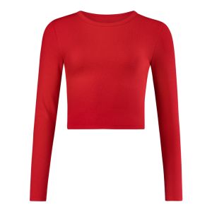 Plain Rib Long Sleeve Crop Tee