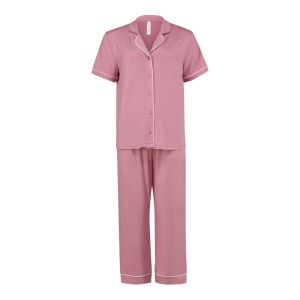 Button Down Cropped Pajama Set