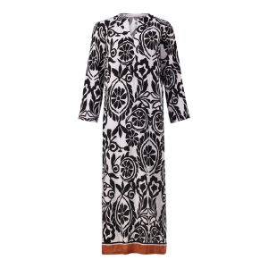 Long Sleeve Notch Neck Kaftan