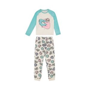 Older Girl Sloth Fleece Pajama Set