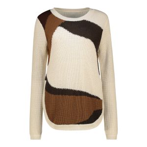 Pattern Curved Hem Sweater