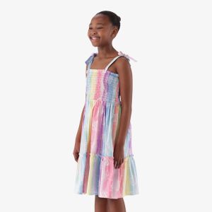 Older Girl Protea Rainbow Dress