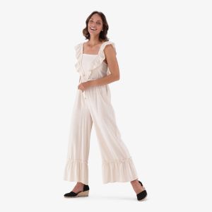Real Cotton Blend Ruffle Jumpsuit