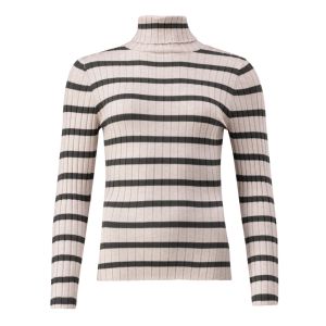 Stripe Polo Neck Pullover