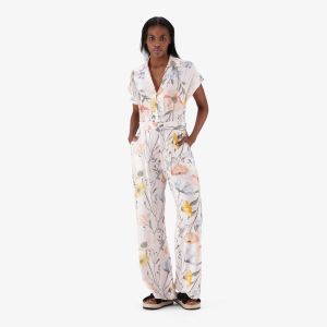 Printed Button Detail Utility Jumpsuit