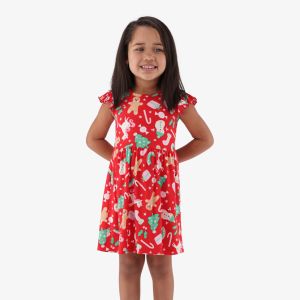 Younger Girl Christmas Print Dress