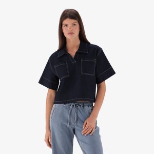 Real Collar Crop Shirt